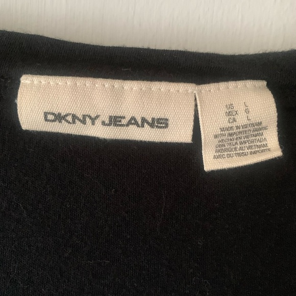 DKNY Black V-neck Top with Lace Trim - Picture 2 of 11